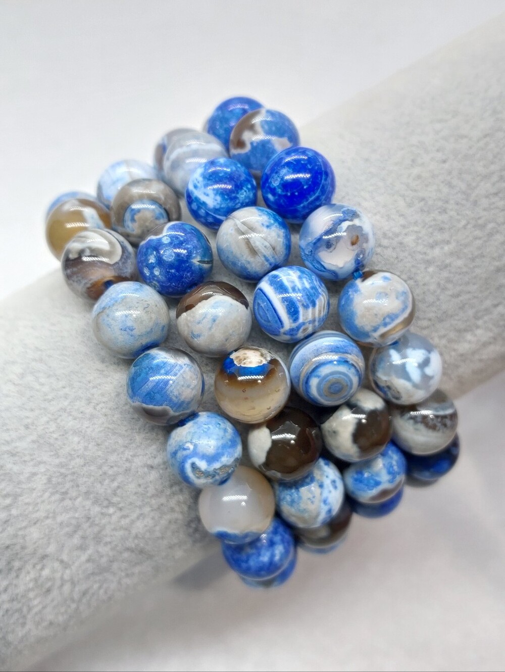 10mm Light Blue Natural "Dyed" Orca Agate Bracelets